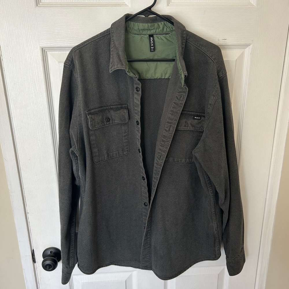 RVCA long sleeve men’s button down over shirt grey